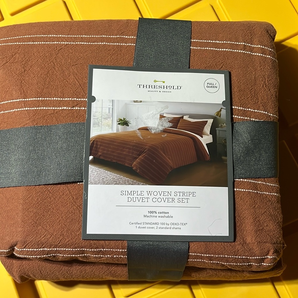 Threshold simple woven stripe duvet cover set Full/Queen